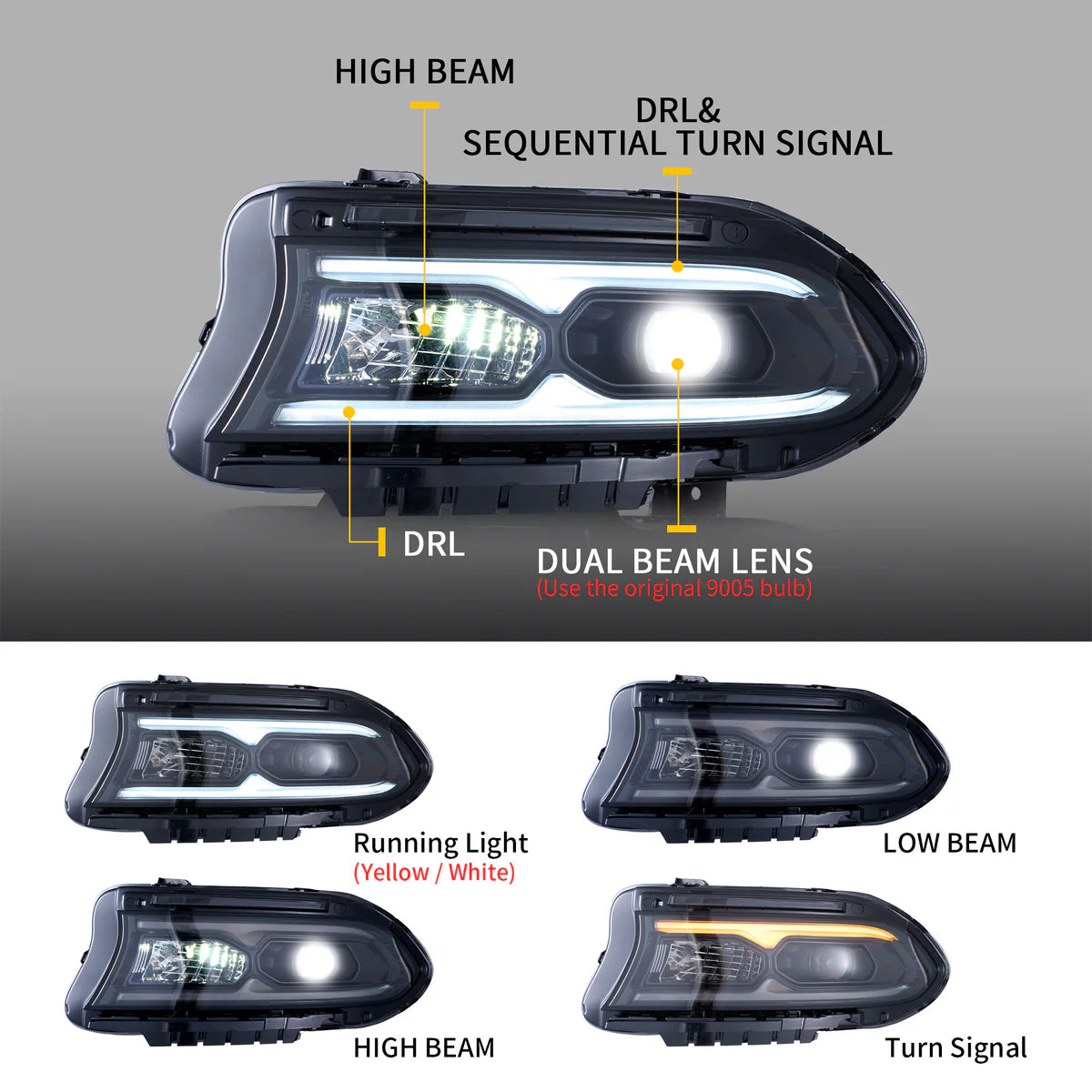 2015-2023 Dodge Charger Headlights